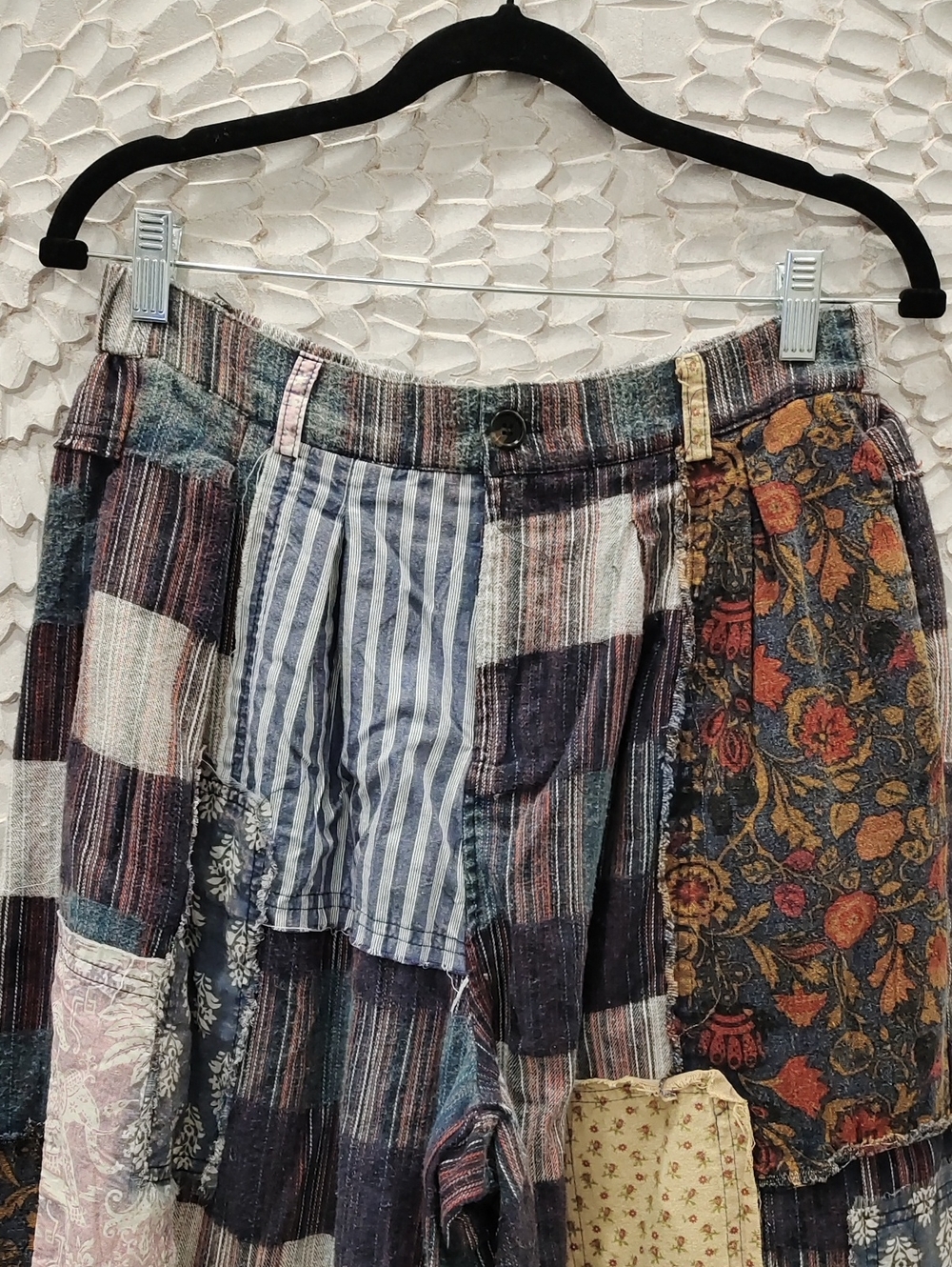 Multi Patchwork Distressed Vintage Wash Pants - Picture 3 of 9